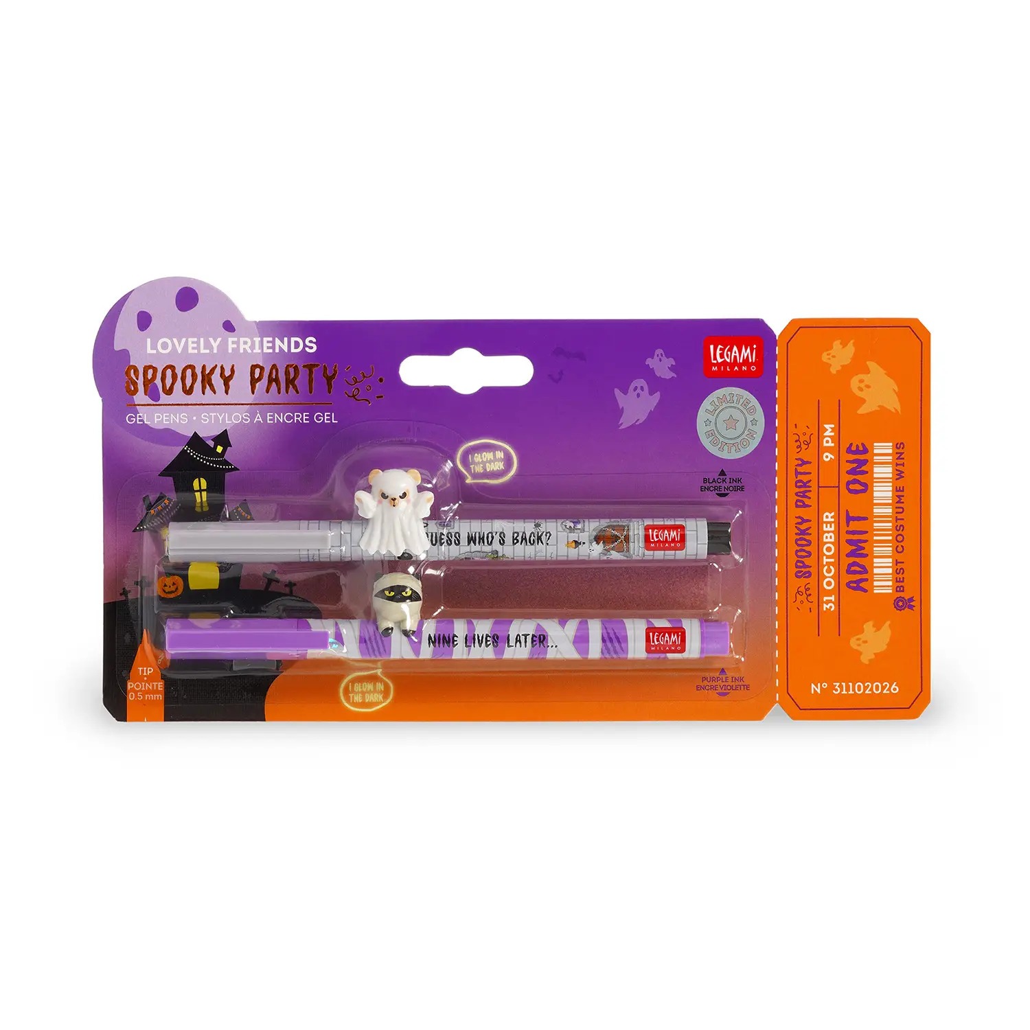 Set di 2 Penne Gel Lovely Friends “Spooky Party” di Legami Milano.